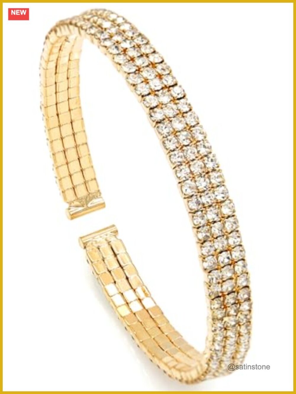 Rhinestone Tennis Cuff Bracelet Women Crystal Bridal Bangle